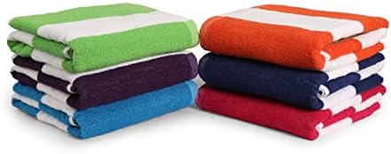 BolBom*S Bath Towel Set 6 Pack,30 x 60 Inches Large 100% Cotton Cabana Stripe Beach Towel Soft,Absorbent and Quick Dry Towels for Bathroom,Pool, Beach, Swim and Yoga,Bathroom Towels for Daily Use