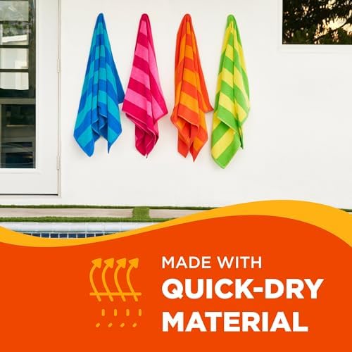 Kaufman - Soft Oversized Beach Towels in Bulk | 29" x 58" Velour Striped Towel | Absorbent, Quick-Drying | 100% Cotton Thick Towels (4 Pack) - Image 5