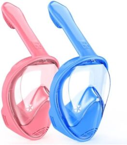 Kids Snorkel Mask Full Face, Snorkeling Gear for Kids 2-14 with Camera Mount, 180 Degree Panoramic View Snorkeling Set Anti-Fog Anti-Leak