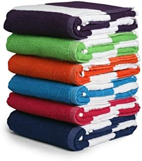 BolBom*S Bath Towel Set 6 Pack,30 x 60 Inches Large 100% Cotton Cabana Stripe Beach Towel Soft,Absorbent and Quick Dry Towels for Bathroom,Pool, Beach, Swim and Yoga,Bathroom Towels for Daily Use - Image 4