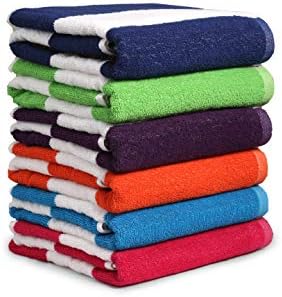 BolBom*S Bath Towel Set 6 Pack,30 x 60 Inches Large 100% Cotton Cabana Stripe Beach Towel Soft,Absorbent and Quick Dry Towels for Bathroom,Pool, Beach, Swim and Yoga,Bathroom Towels for Daily Use - Image 3