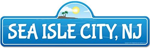 Sea Isle City, NJ New Jersey Beach Street Sign | Indoor/Outdoor | Surfer, Ocean Lover, Décor for Beach House, Garages, Living Rooms, Bedroom | Signmission Personalized Gift
