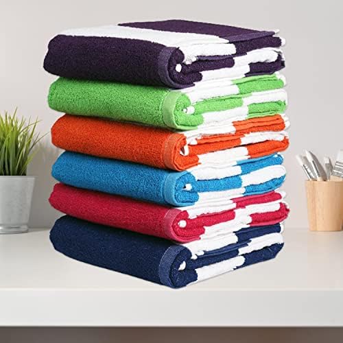 BolBom*S Bath Towel Set 6 Pack,30 x 60 Inches Large 100% Cotton Cabana Stripe Beach Towel Soft,Absorbent and Quick Dry Towels for Bathroom,Pool, Beach, Swim and Yoga,Bathroom Towels for Daily Use - Image 6