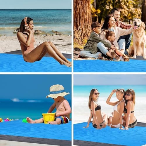 Sandproof & Waterproof Beach Blanket – Extra Large 79" x 55" Beach Mat, Durable Outdoor Picnic Blanket with Storage Bag, Beach Essentials for 1–4 Adults, Ideal for Travel, Camping, Hiking - Image 6