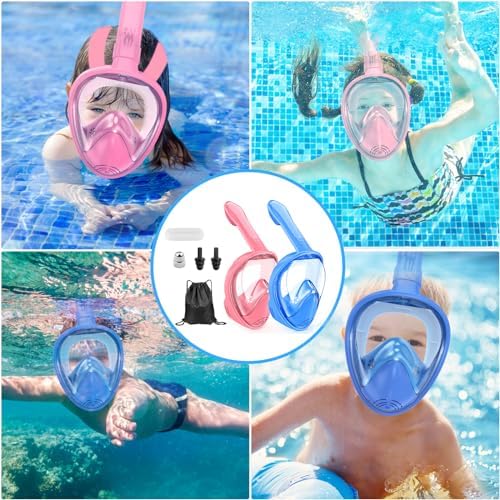 Kids Snorkel Mask Full Face, Snorkeling Gear for Kids 2-14 with Camera Mount, 180 Degree Panoramic View Snorkeling Set Anti-Fog Anti-Leak - Image 7