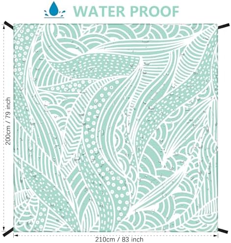 Beach Blanket Waterproof Sandproof Beach Mat 79”x 83” for 1-4 Adults Quick Drying Durable Outdoor Picnic Mat for Beach Festival Travel Picnic Camping Hiking (LBL-Ripple, 79"×83"(4 Person)) - Image 3