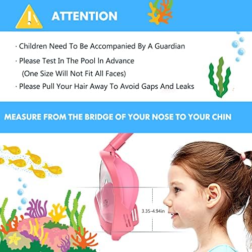 Kids Snorkel Mask Full Face, Snorkeling Gear for Kids 2-14 with Camera Mount, 180 Degree Panoramic View Snorkeling Set Anti-Fog Anti-Leak - Image 6
