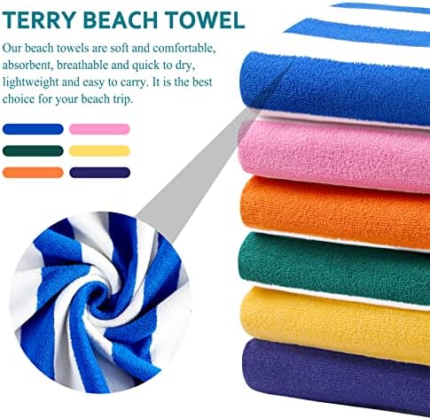 6 Packs Oversized 72x40 Inch Stripe Beach Towel Thin Terry Set Extra Large XL Big Clearance Accessories Essentials Soft Super Absorbent Pool Travel Bath Swim Camping Towels Bulk Men Women Adults Gift - Image 4