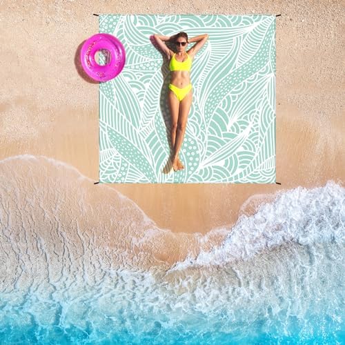 Beach Blanket Waterproof Sandproof Beach Mat 79”x 83” for 1-4 Adults Quick Drying Durable Outdoor Picnic Mat for Beach Festival Travel Picnic Camping Hiking (LBL-Ripple, 79"×83"(4 Person)) - Image 6
