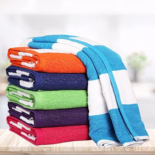 BolBom*S Bath Towel Set 6 Pack,30 x 60 Inches Large 100% Cotton Cabana Stripe Beach Towel Soft,Absorbent and Quick Dry Towels for Bathroom,Pool, Beach, Swim and Yoga,Bathroom Towels for Daily Use - Image 5