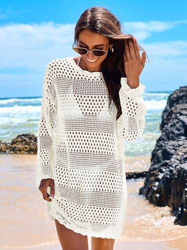 ANRABESS Women Swimsuit Crochet Swim Cover Up 2025 Summer Bathing Suit Swimwear Mesh Knit Beach Dress Vacation Outfits - Image 3