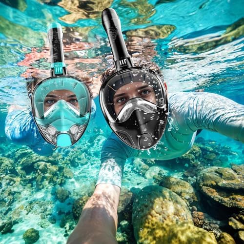 Full Face Snorkel Mask for Adults Teen, Snorkeling Gear with Detachable Camera Mount,Panoramic 180° View, Anti-Fog Anti-Leak Snorkling Set for Man and Women - Image 2